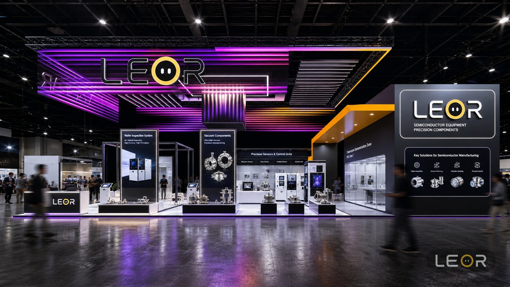 工业自动化展 18m x 8m = 144㎡ 未来科技风 AI展台设计效果图