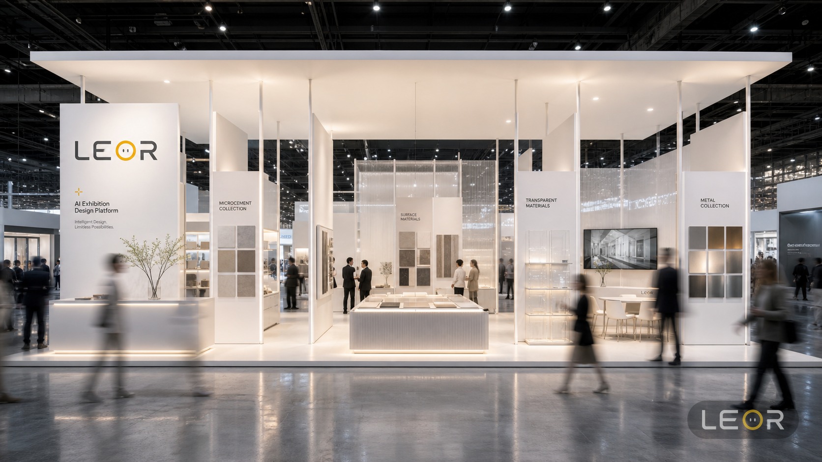 建材/家居/空间设计展 12m x 6m = 72㎡ 现代简约 AI展台设计效果图