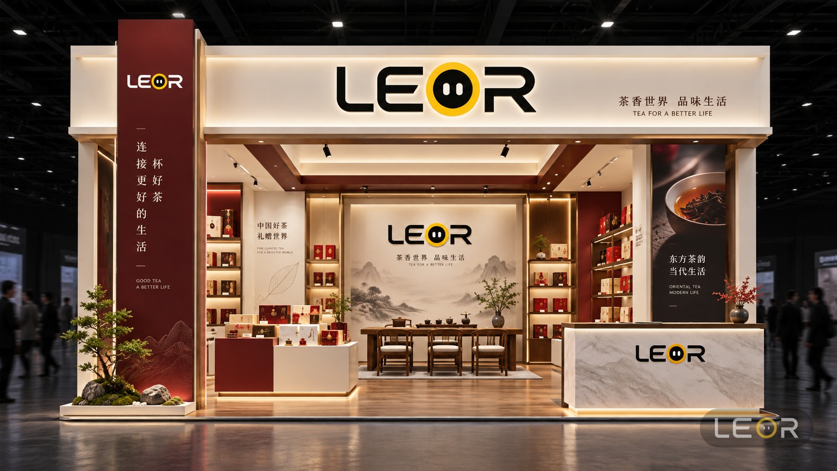 食品饮料/餐饮展 6m x 4m = 24㎡ 新中式 AI展台设计效果图