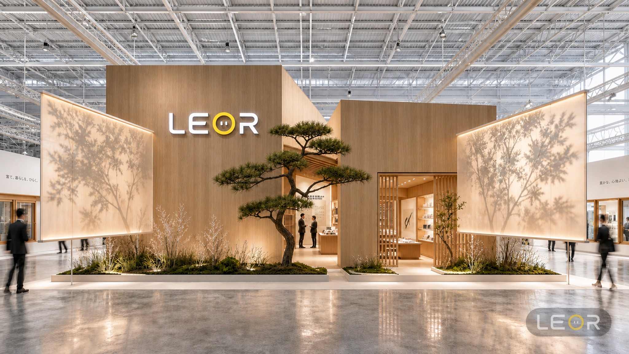 建材/家居/空间设计展 12m x 6m = 72㎡ 生态自然风 AI展台设计效果图