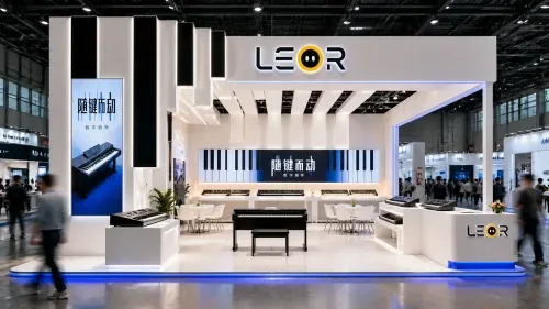 钢琴乐器展 12m x 6m = 72㎡ 现代简约 AI展台设计效果图