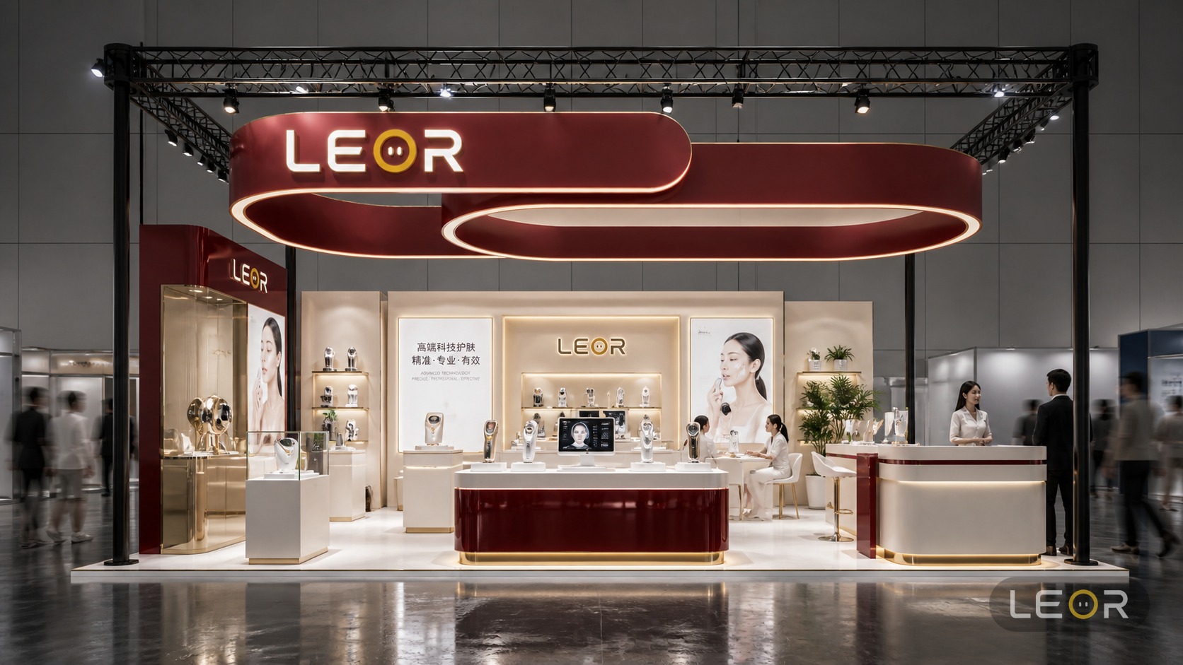 美妆个护展 12m x 8m = 96㎡ 高端轻奢 AI展台设计效果图