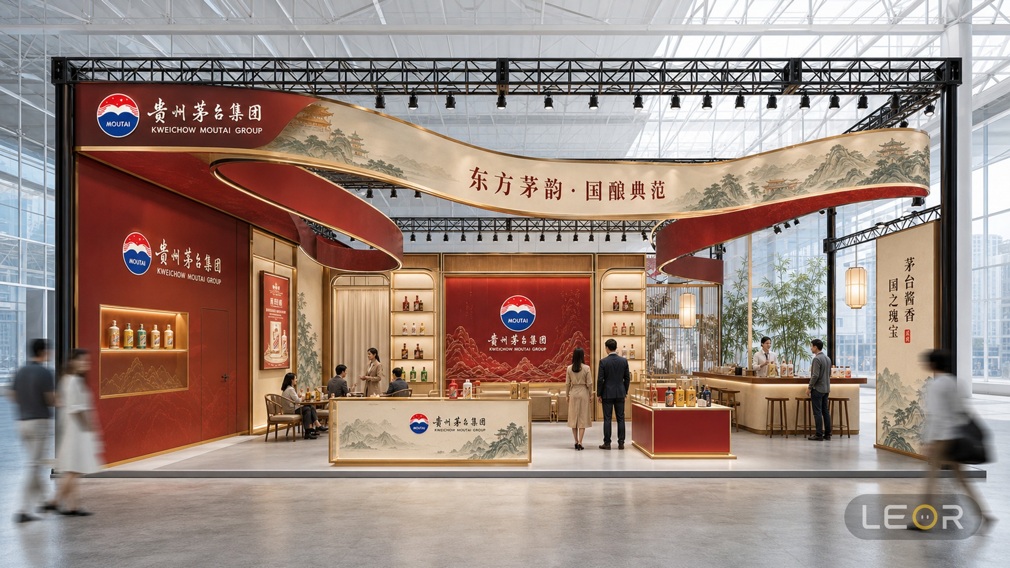 政府/城市/公共服务展 9m x 6m = 54㎡ 现代简约 AI展台设计效果图