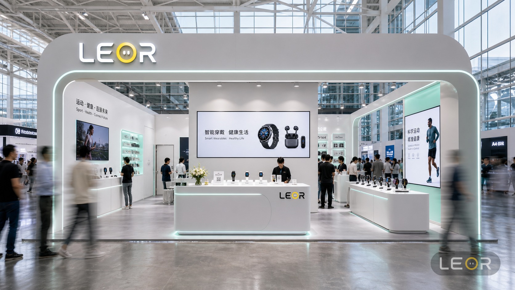消费电子/智能科技展 12m x 8m = 96㎡ 理性数字科技风 AI展台设计效果图