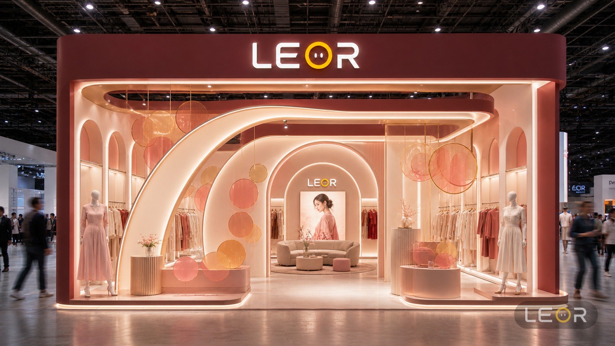 美博会/美妆个护展 12m x 8m = 96㎡ 高级艺术策展风 AI展台设计效果图