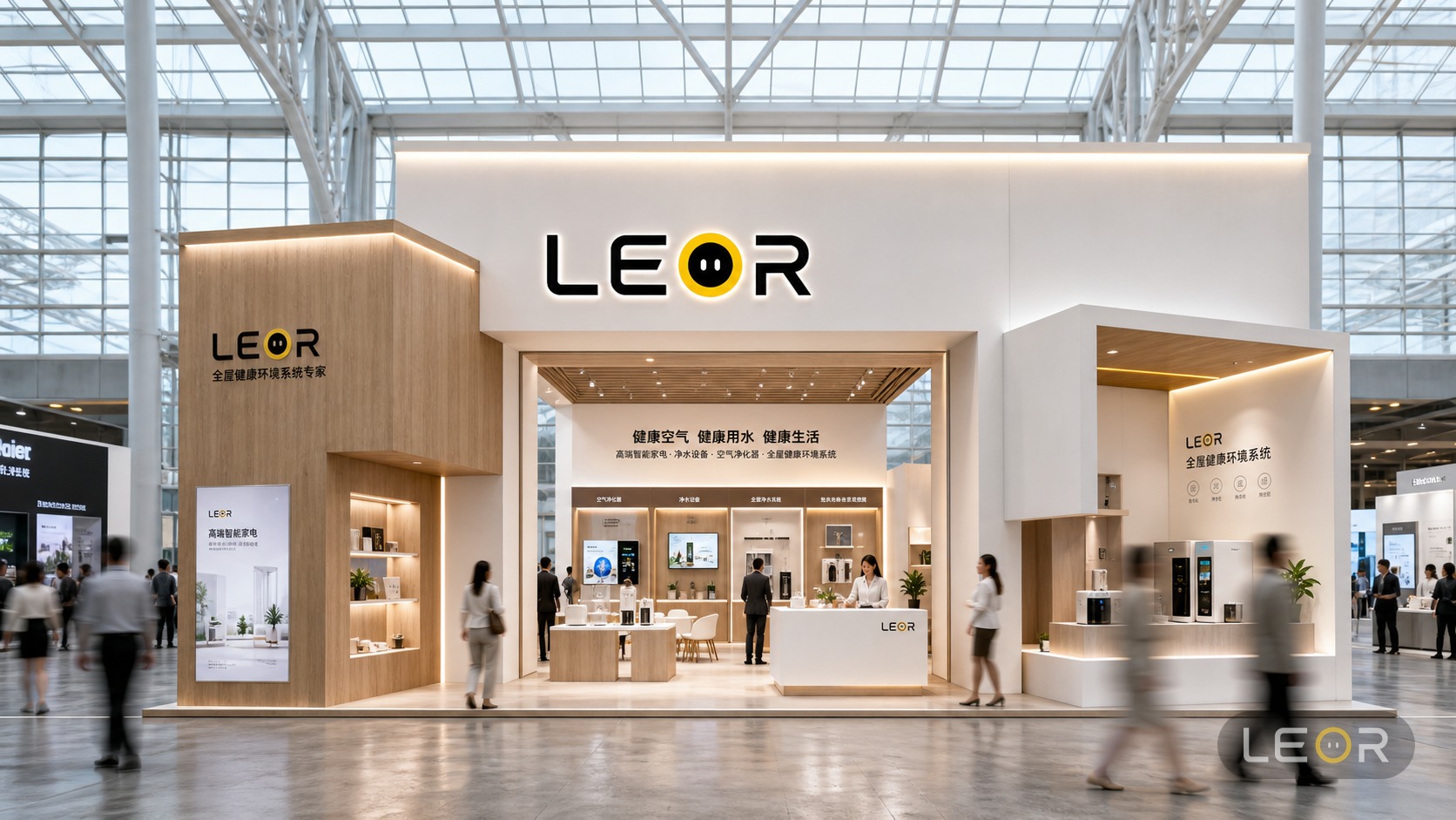 建材/家居/空间设计展 12m x 8m = 96㎡ 现代简约 AI展台设计效果图