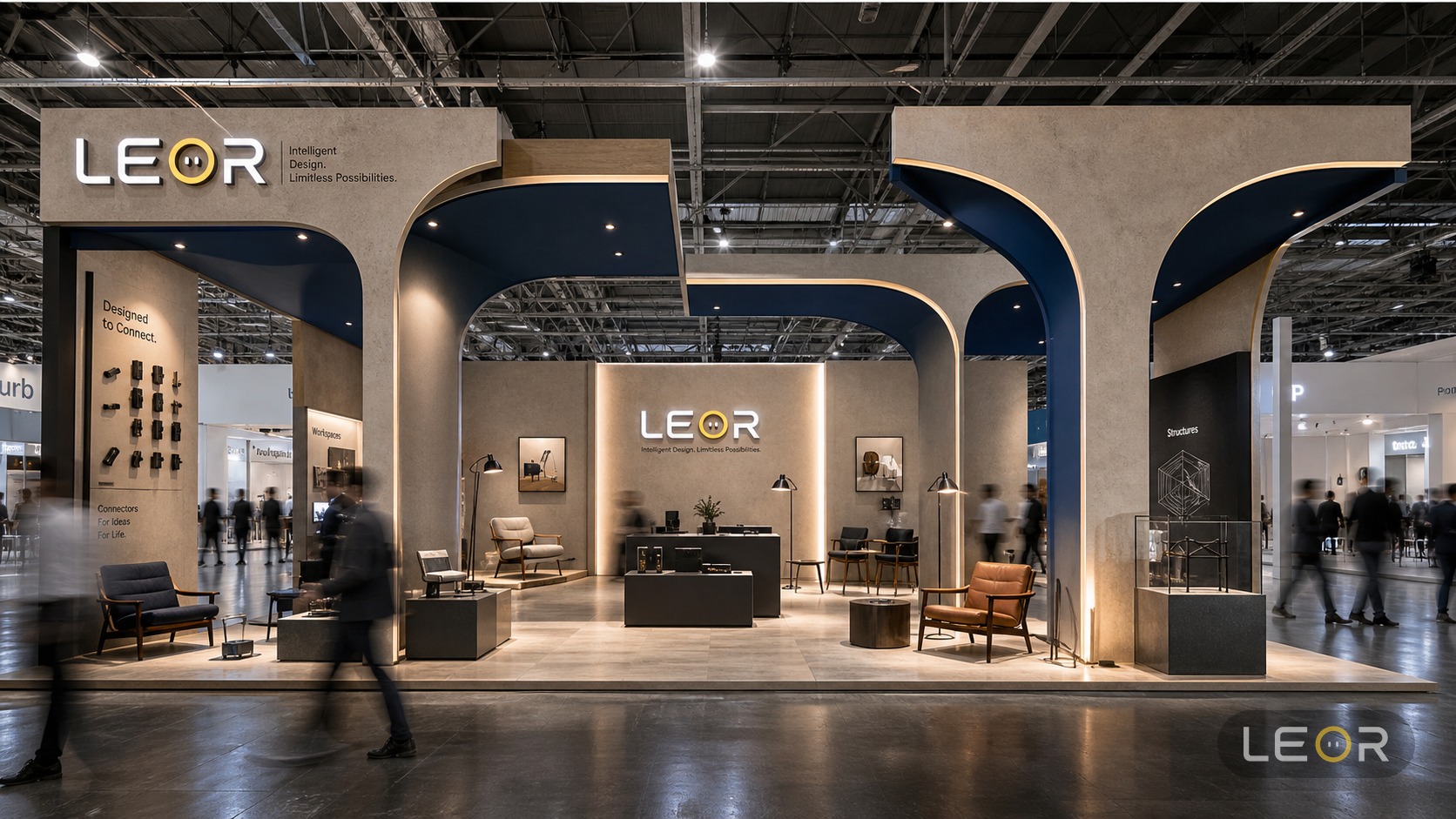 美博会/美妆个护展 12m x 8m = 96㎡ 高端轻奢 AI展台设计效果图