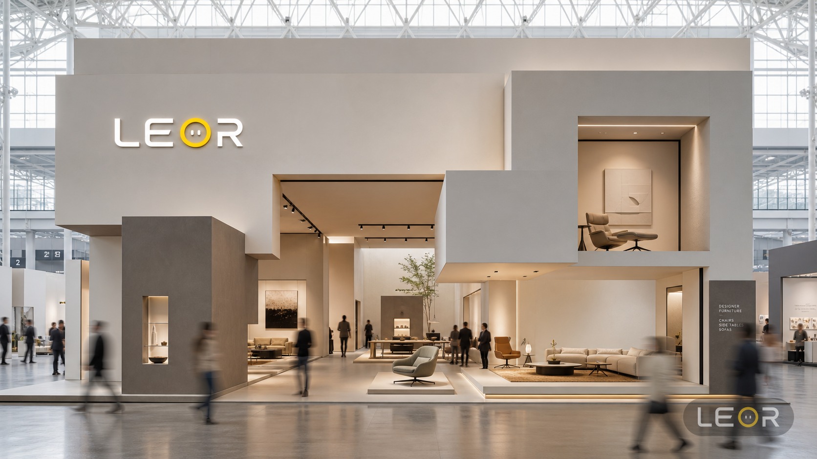 建材/家居/空间设计展 12m x 6m = 72㎡ 建筑极简主义 AI展台设计效果图