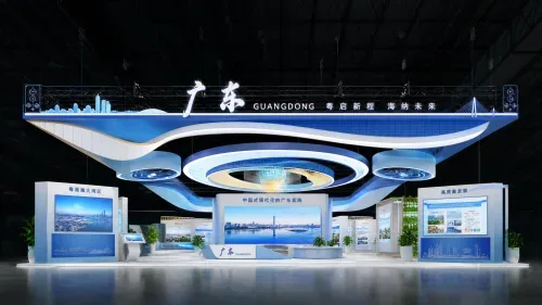 政府/城市/公共服务展 18m x 9m = 162㎡ 理性数字科技风 AI展台设计效果图