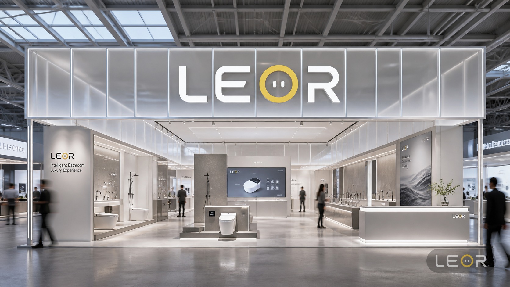 消费电子展 18m x 8m = 144㎡ 轻盈极简 AI展台设计效果图