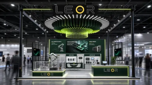 工业机器人展 15m x 8m = 120㎡ 理性数字科技风 AI展台设计效果图