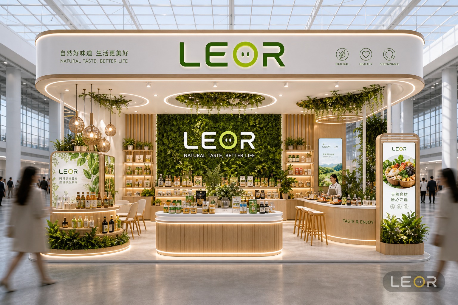新能源/环保/ESG展 12m x 6m = 72㎡ 生态自然风 AI展台设计效果图