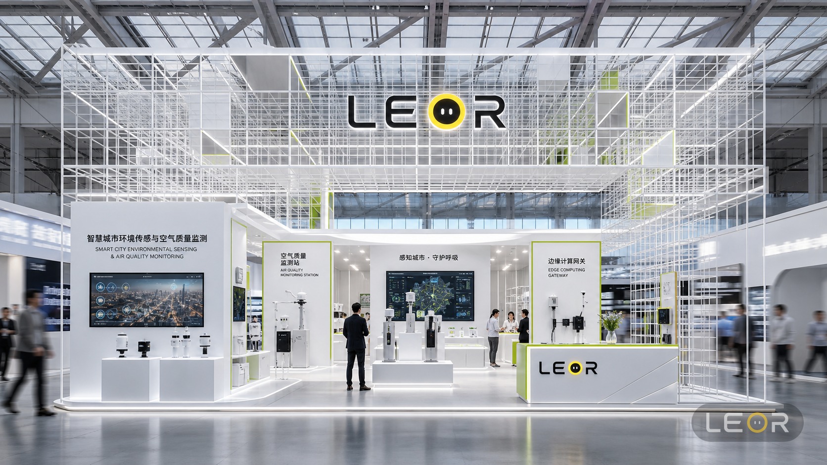 政府/城市/公共服务展 18m x 8m = 144㎡ 轻透边界消隐风 AI展台设计效果图