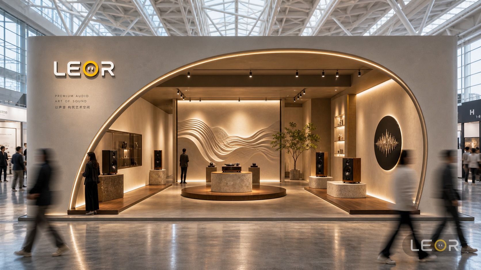 消费电子/智能科技展 12m x 8m = 96㎡ 高级艺术策展风 AI展台设计效果图
