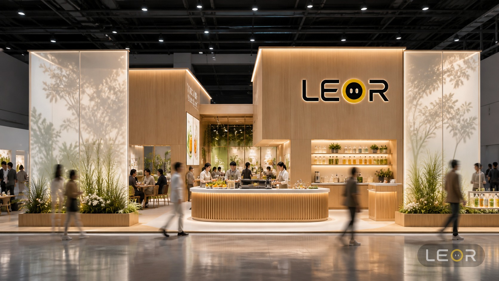 食品饮料/餐饮展 12m x 6m = 72㎡ 植物共生 AI展台设计效果图