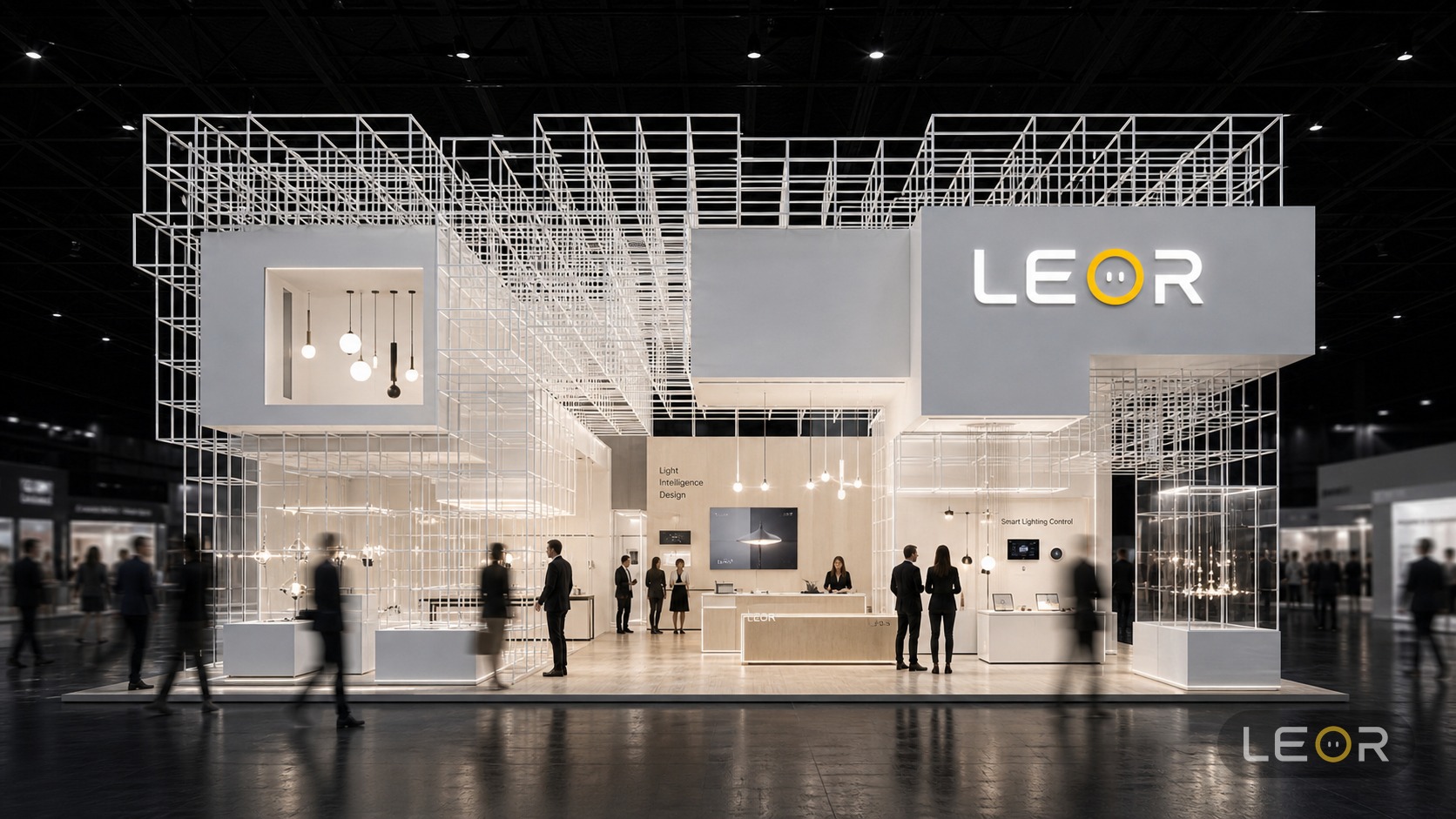 建材/家居/空间设计展 15m x 8m = 120㎡ 现代简约 AI展台设计效果图