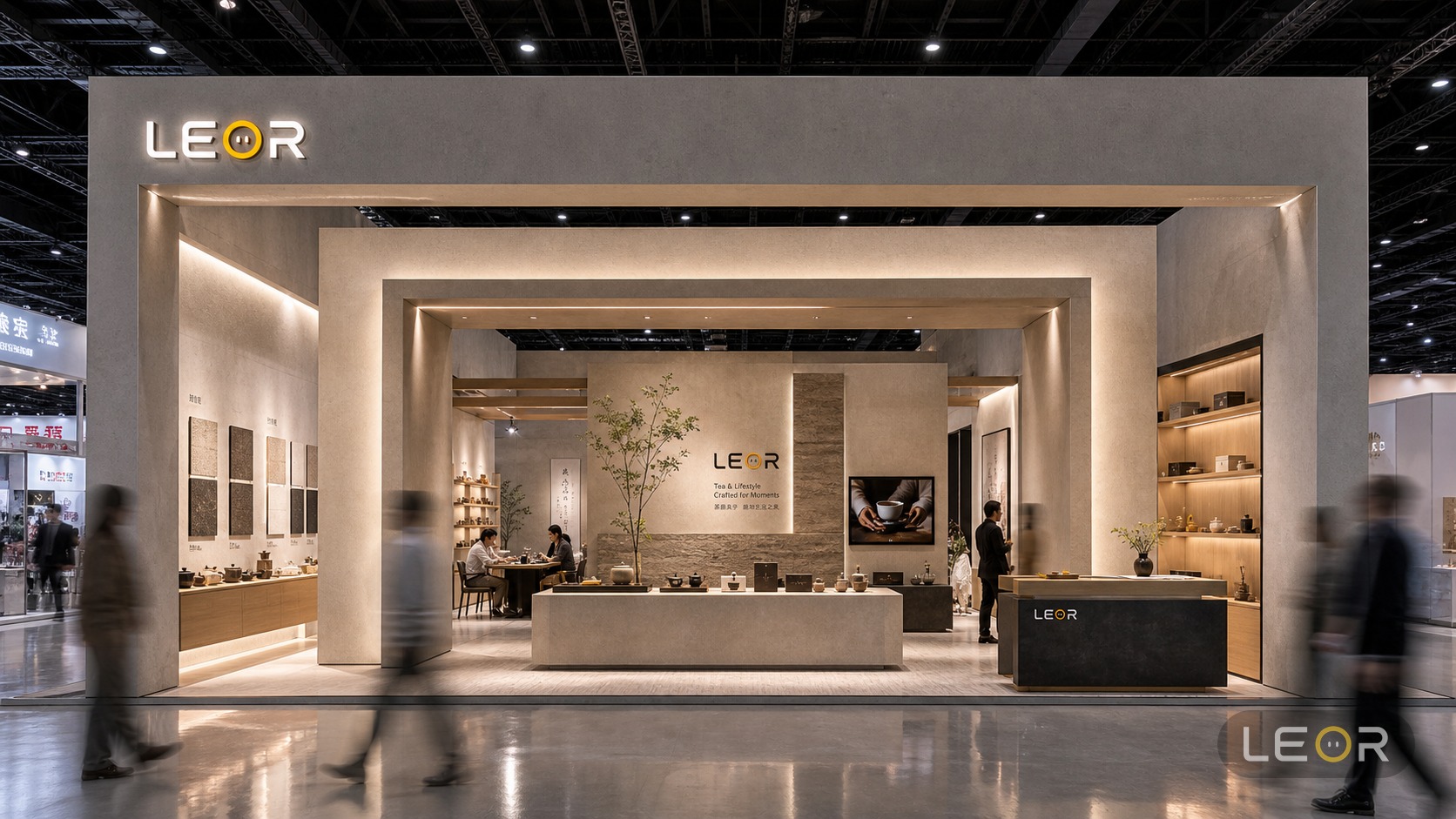食品饮料/餐饮展 12m x 6m = 72㎡ 生态自然风 AI展台设计效果图