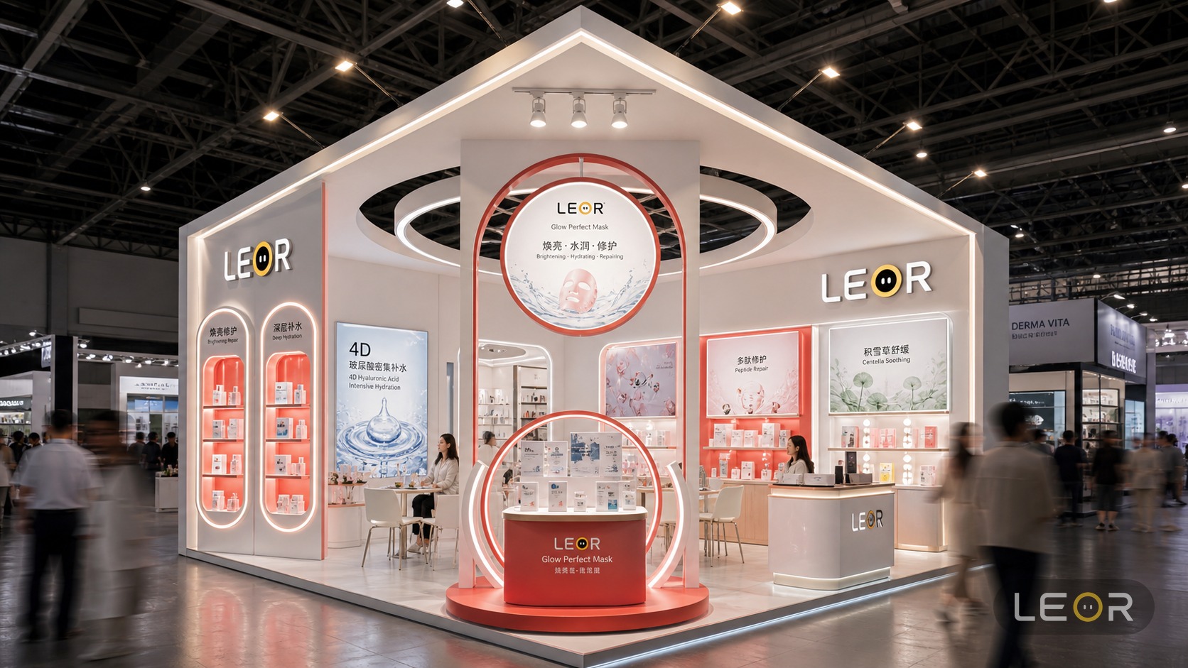 美博会/美妆个护展 12m x 6m = 72㎡ 高端轻奢 AI展台设计效果图