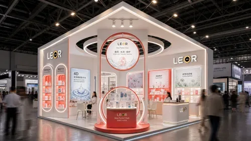 美博会/美妆个护展 12m x 6m = 72㎡ 高端轻奢 AI展台设计效果图