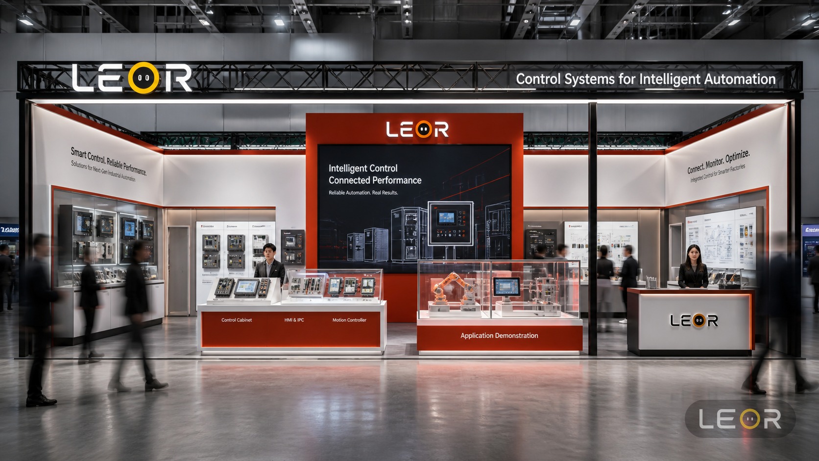 工业自动化展 12m x 6m = 72㎡ 专业工业风 AI展台设计效果图