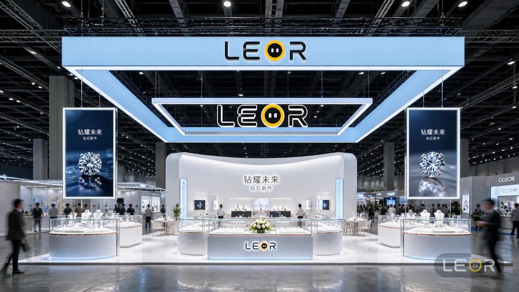 珠宝首饰展 15m x 8m = 120㎡ 高端轻奢 AI展台设计效果图