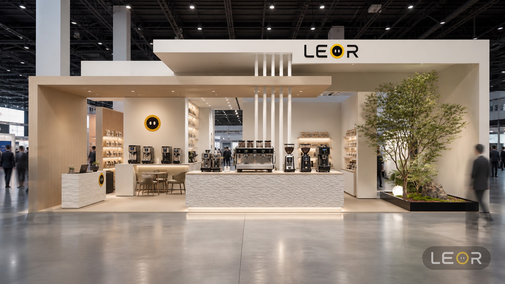咖啡烘焙展 12m x 6m = 72㎡ 生态自然风 AI展台设计效果图