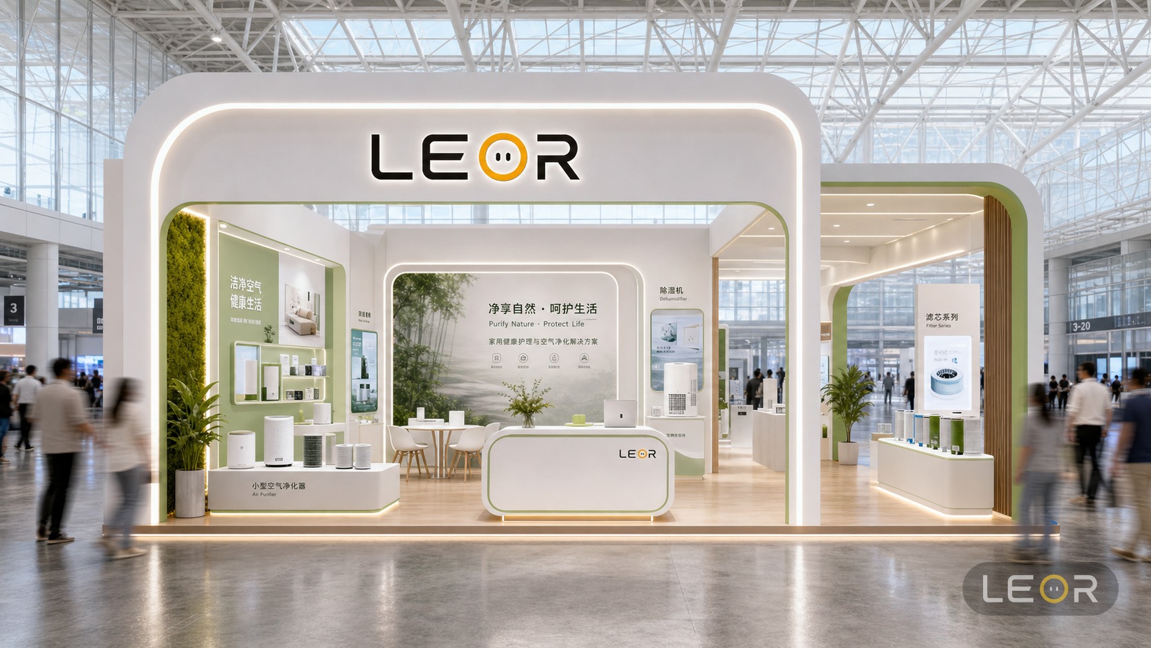 食品饮料/餐饮展 12m x 6m = 72㎡ 生态自然风 AI展台设计效果图