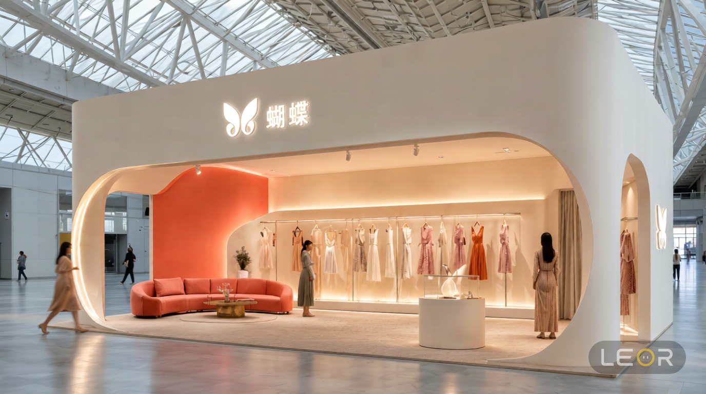 服装纺织/鞋包展 12m x 6m = 72㎡ 高端轻奢 AI展台设计效果图