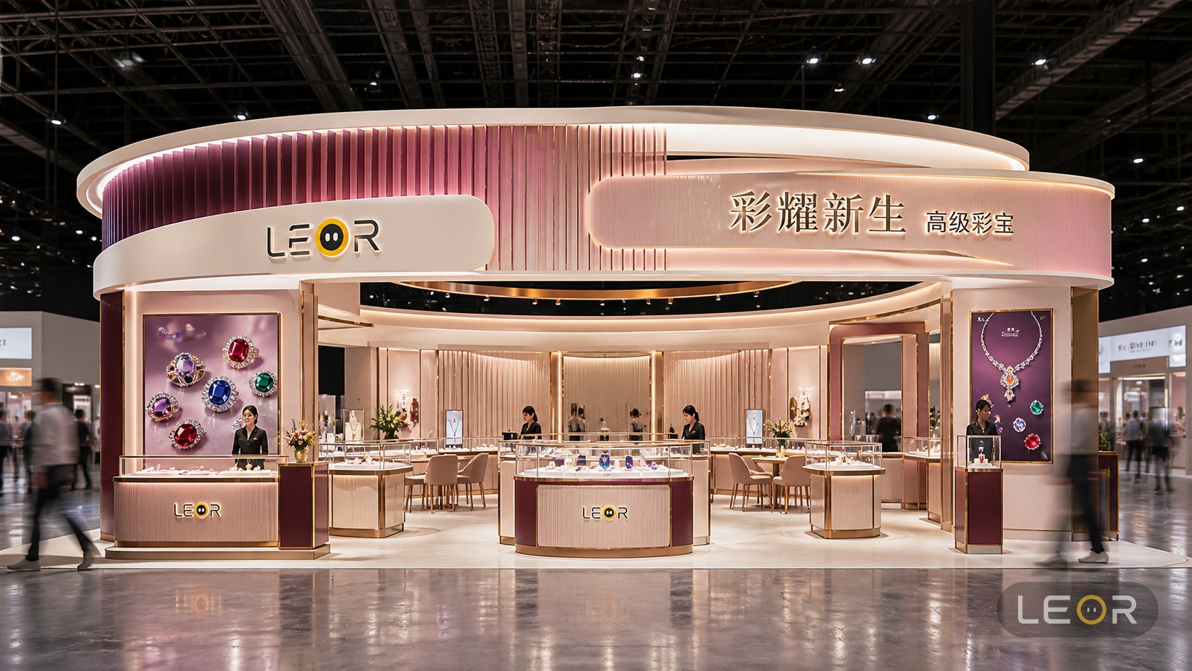 珠宝首饰展 12m x 8m = 96㎡ 高端轻奢 AI展台设计效果图