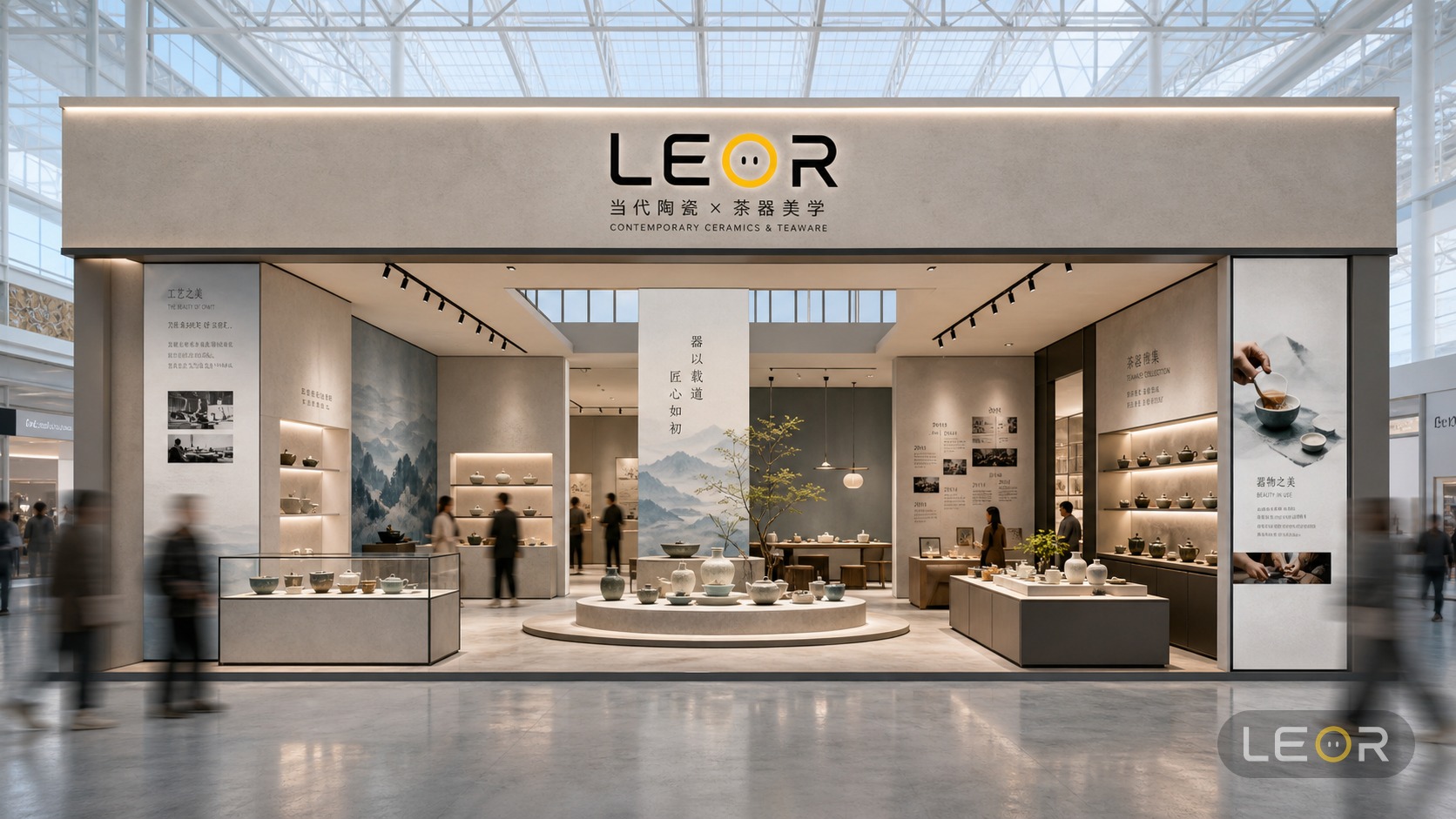 建材/家居/空间设计展 12m x 6m = 72㎡ 雅致新中式 AI展台设计效果图