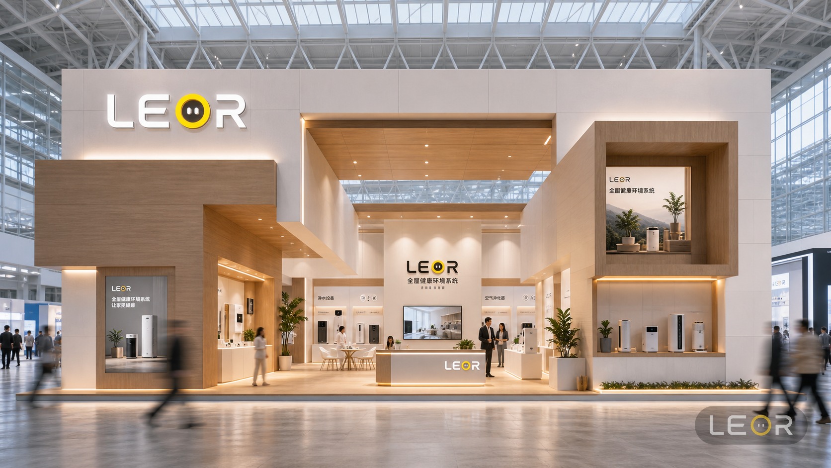 建材/家居/空间设计展 12m x 8m = 96㎡ 现代简约 AI展台设计效果图