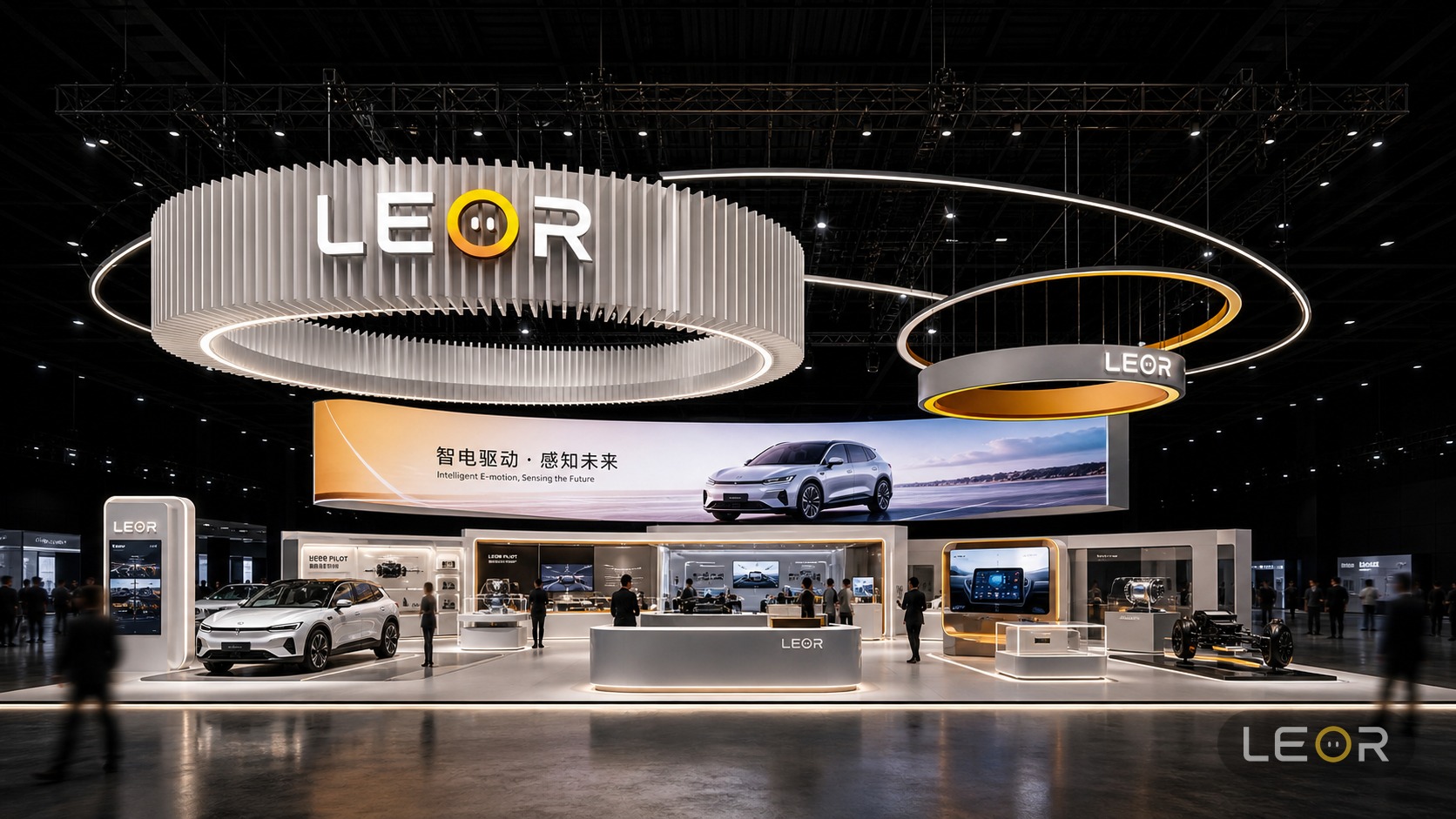 汽车/交通/低空经济展 18m x 8m = 144㎡ 未来科技风 AI展台设计效果图