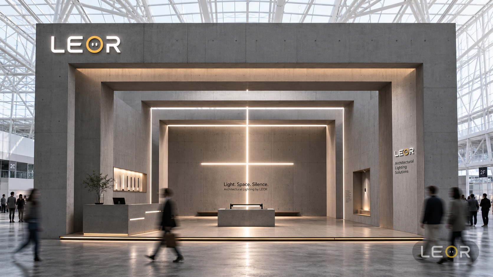 建材/家居/空间设计展 12m x 6m = 72㎡ 建筑极简主义 AI展台设计效果图