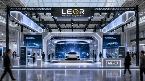 汽车/交通/低空经济展 15m x 8m = 120㎡ 理性数字科技风 AI展台设计效果图