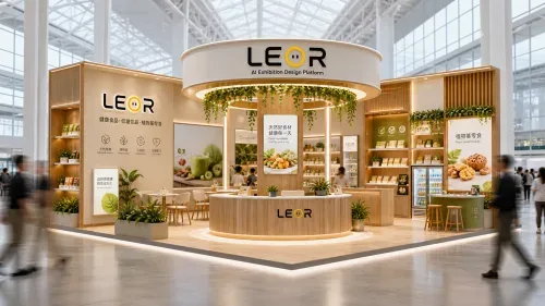 食品饮料/餐饮展 12m x 6m = 72㎡ 生态自然风 AI展台设计效果图