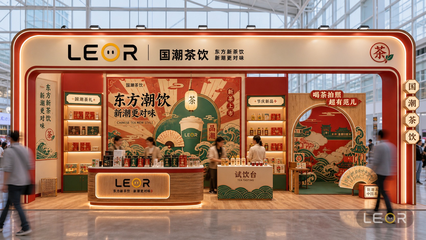 食品饮料/餐饮展 12m x 6m = 72㎡ 雅致新中式 AI展台设计效果图