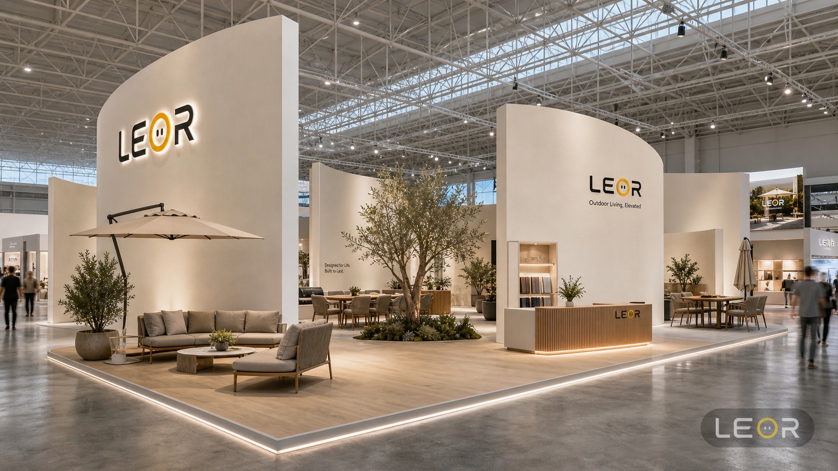 建材/家居/空间设计展 12m x 8m = 96㎡ 构造实验主义 AI展台设计效果图