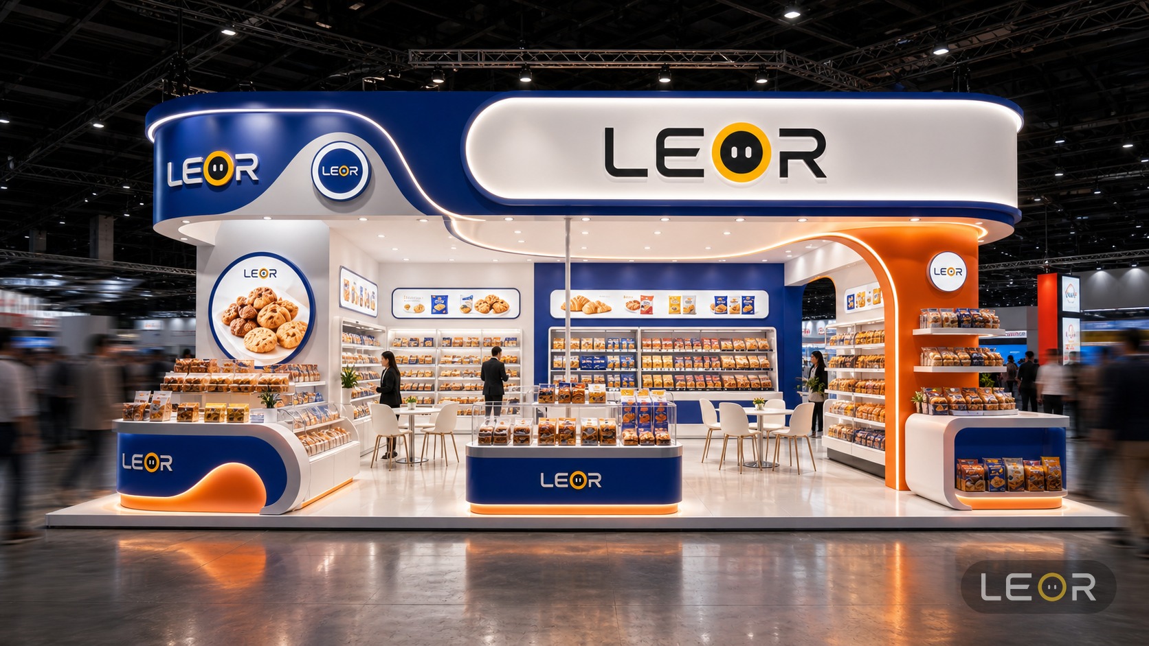 烘焙食品展 12m x 6m = 72㎡ 参与式品牌活力风 AI展台设计效果图