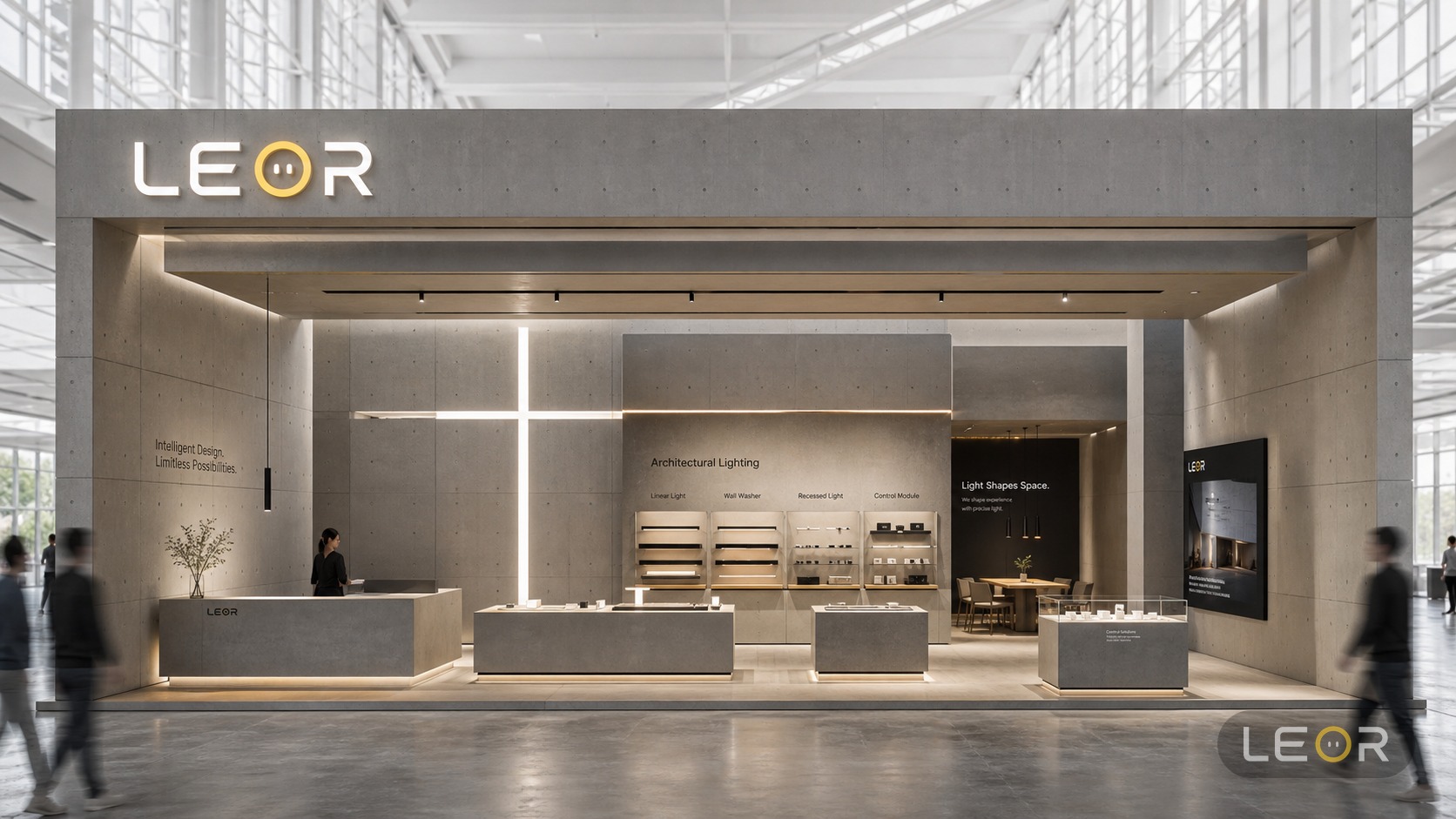 建材/家居/空间设计展 12m x 6m = 72㎡ 建筑极简主义 AI展台设计效果图