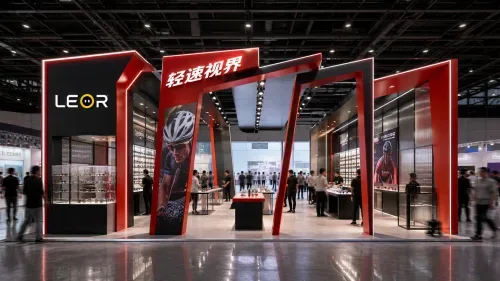 汽车零部件展 15m x 8m = 120㎡ 高对比色块风 AI展台设计效果图