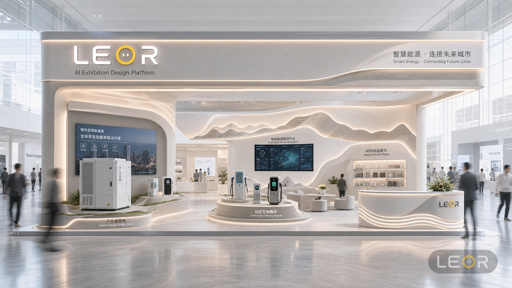 建材/家居/空间设计展 15m x 8m = 120㎡ 高级艺术策展风 AI展台设计效果图